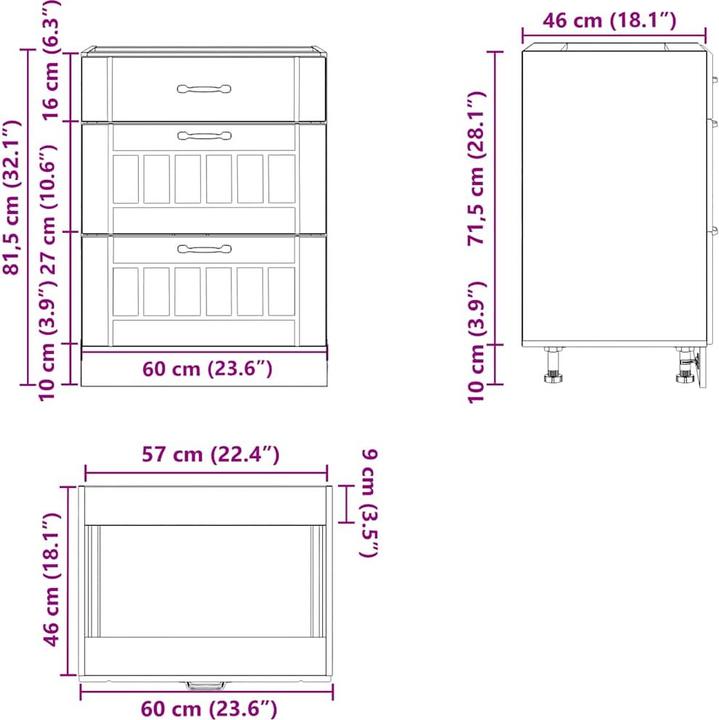 Produktbild VidaXL Küchen-Unterschrank Lucca Schwarz Holzwerkstoff Spülenunterschrank (60 x 46 x 81.5 cm)