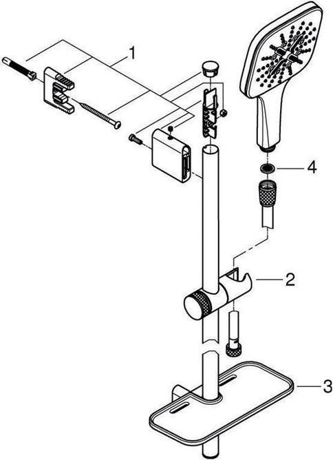 Actual product image Grohe Rainshower SmartActive 130 Cube Brausestangenset (3 Beam types, 12 l/min)