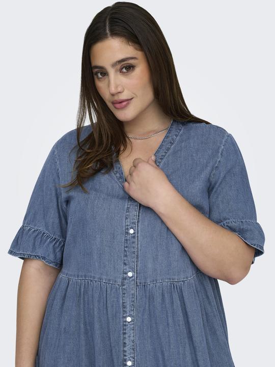 Actual product image Only Loose fit V-neck bell sleeves short dress denim dress (44)