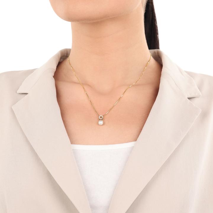 Image du produit Amor Pendentif pour femme, or 375, zirconium synth., perle de culture d'eau douce (Or 375, 9 ct)