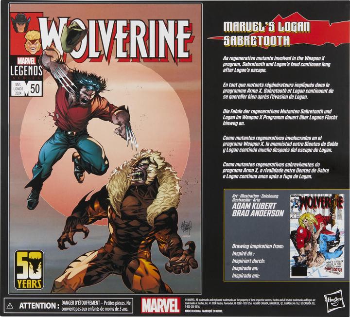 Produktbild Hasbro Wolverine 50th Anniversary Marvel Legends Actionfiguren 2er-Pack Marvel's Logan & Sabretooth