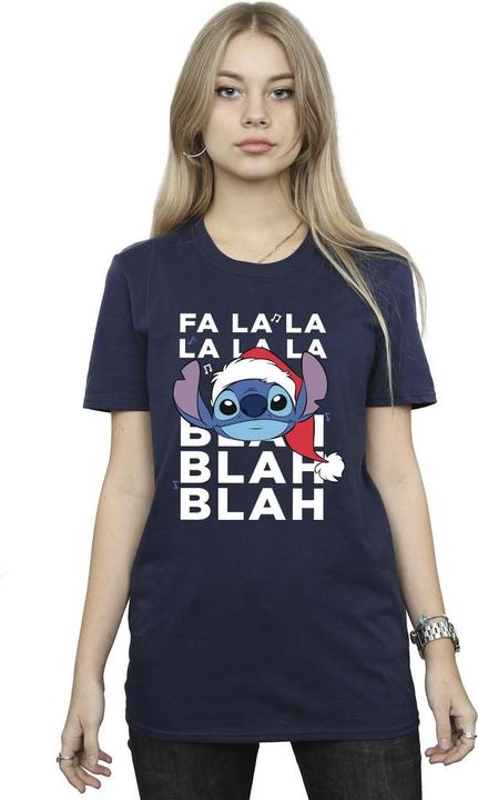 Actual product image Disney Womens/Ladies Lilo And Stitch Christmas Blah Blah Blah Cotton Boyfriend T-Shirt (S)