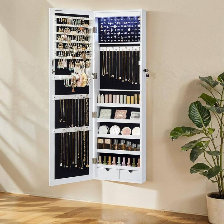 Produktbild Songmics Schmuckschrank weiss ohne Fachböden mit Beleuchtung