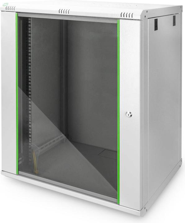 Digitus 48,3cm 19inch armoire murale 16HE SoHoline RAL7035 gris H816mmxW600mmxD450mm avec porte en verre (16 HE, Rack 19 pouces)