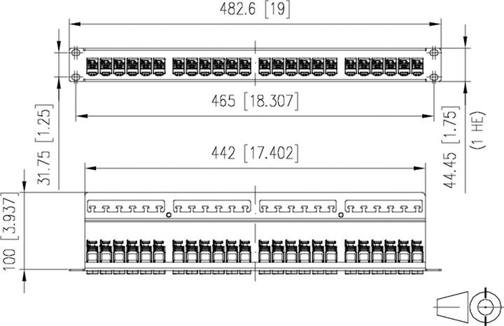 Image du produit Metz Connect BTR E-DAT modul 24x8(8) Panneau de brassage Cat.6 1U en acier inoxydable Support de module avec 24