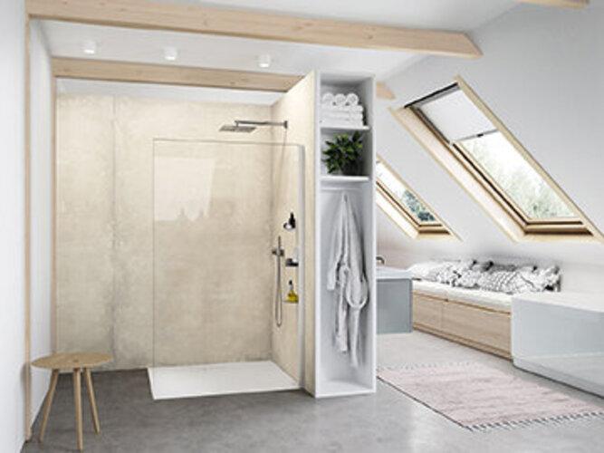 Hüppe Select+ Seitenwand alleinstehend, Querbügel, 8mm Glasstärke, Breite 750mm (211 cm, 75 cm, 11 cm)