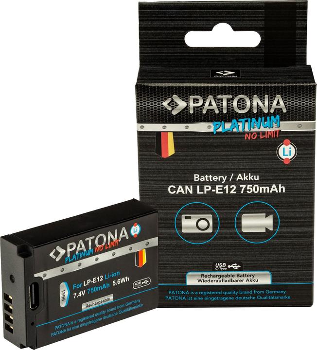 Actual product image Patona Platinum USB-C Canon LP-E12 (Rechargeable battery)