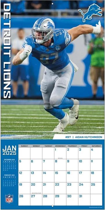 Actual product image NFL - Detroit Lions - 30.5 x 30.5 cm team wall calendar 2025 (30.5 x 30.5 cm, French, Italian, Spanish, German, English)