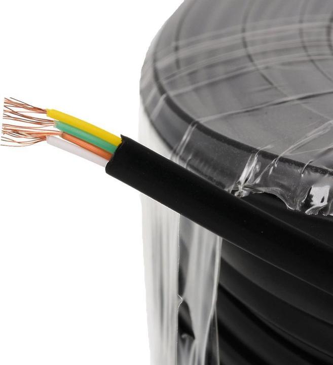 Produktbild Helos Anschlusskabel 4-adrig, schwarz, 50 m Flachkabel 4-adrig, Telefonkabel, 50 m, AWG28