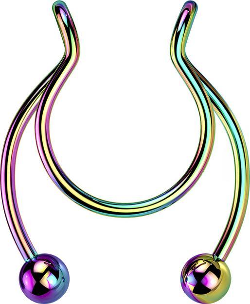 Actual product image Star Piercing Fake Clip farbig Circular Barbell mit zwei Kugeln (Surgical steel 316L, 0.8 mm)