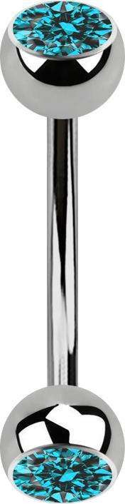 Star Piercing Micro Banane silber mit zwei Kugeln Kristall aqua (ohne Messing, Titan G23)