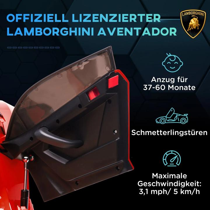 Image du produit Floki24 Voiture électrique pour enfants, licence Lamborghini Aventador, portes battantes, musique, klaxon (12 V)