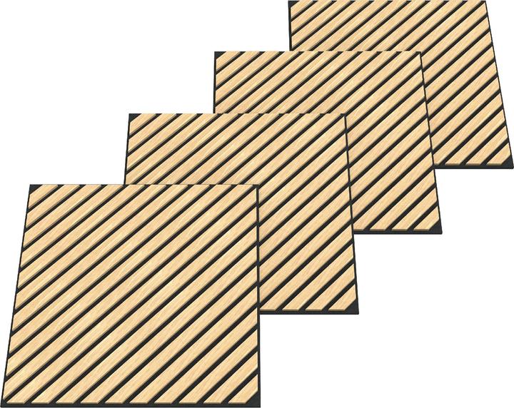 neu.holz Akustik-Wandpaneel 4er Set Vang diagonal 1,44 m² Eichenoptik, hell ()