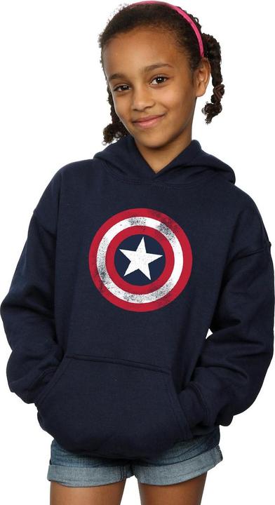 Produktbild Captain America Distressed Shield Kapuzenpullover Mädchen (152, 158)