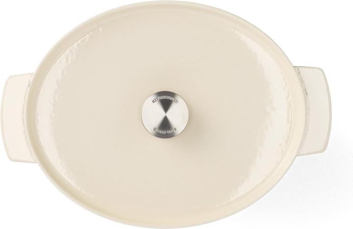 Productafbeelding KitchenAid braadpan 30cm - gemailleerd gietijzer - amandel wit - ovaal (30 cm, Braadpan + kasserol, Gietijzer)