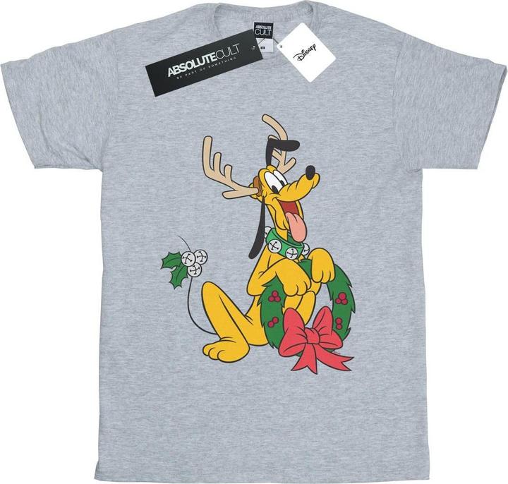 Actual product image Disney Womens/Ladies Pluto Christmas Reindeer Cotton Boyfriend T-Shirt (XL)