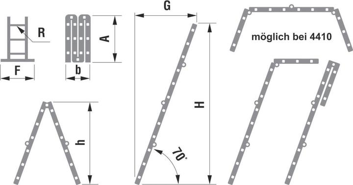 Actual product image Puag Articulated ladder 4 x 3 rungs (Stepladder, 349 cm)