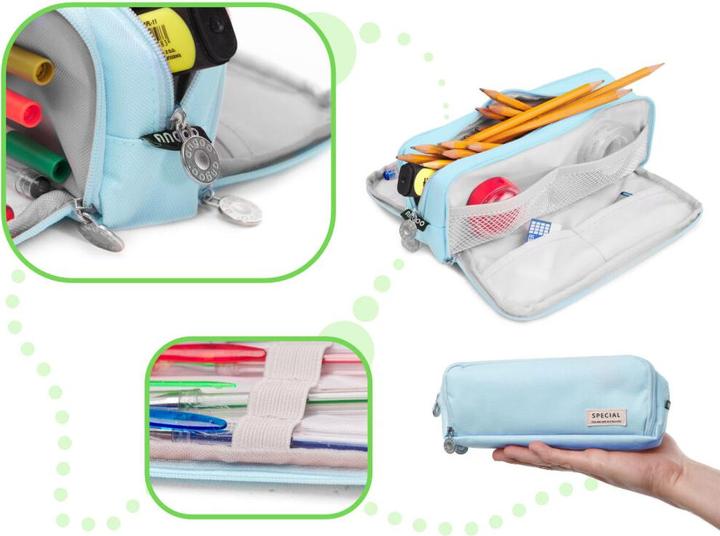 Produktbild Ikonka Schule dreifach Beutel Kosmetiktasche 3in1 blau