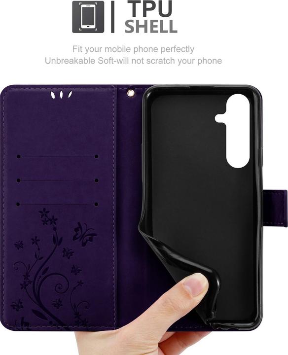 Produktbild Cadorabo Hülle für Samsung Galaxy A55 mit Blumen Muster (Samsung Galaxy A55)