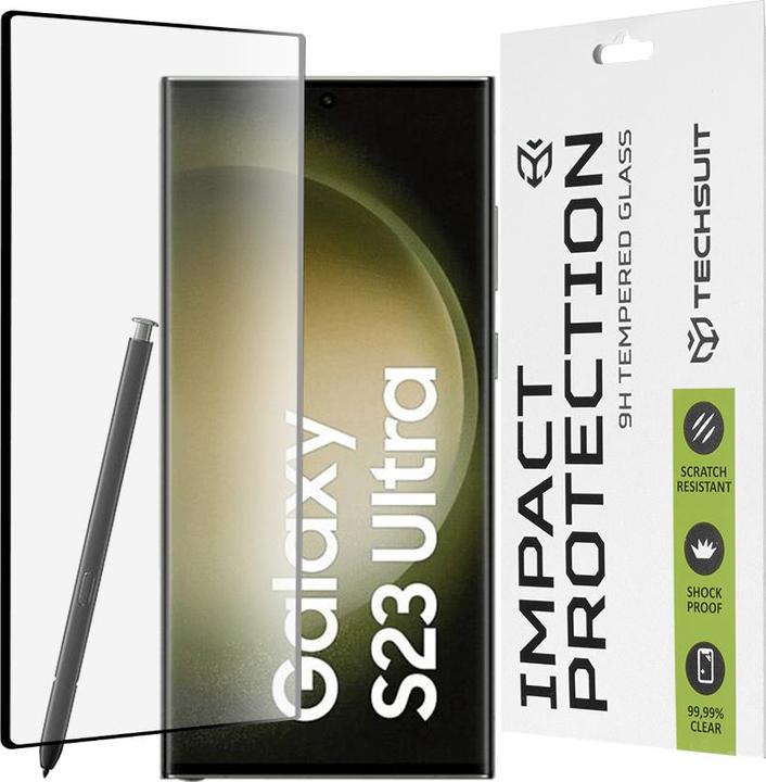 Image du produit Techsuit - 111D Full Cover / Full Glue Glass / 3D Curved Screen - Samsung Galaxy S23 Ultra - Black (1 pièce(s), Samsung Galaxy S23 Ultra)