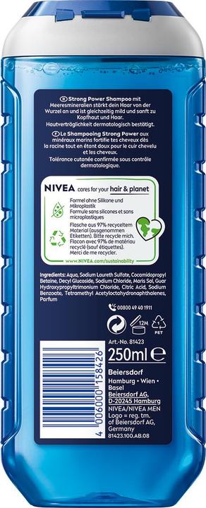Actual product image Nivea Men Strong Power pH-Optimal (250 ml, Liquid shampoo)