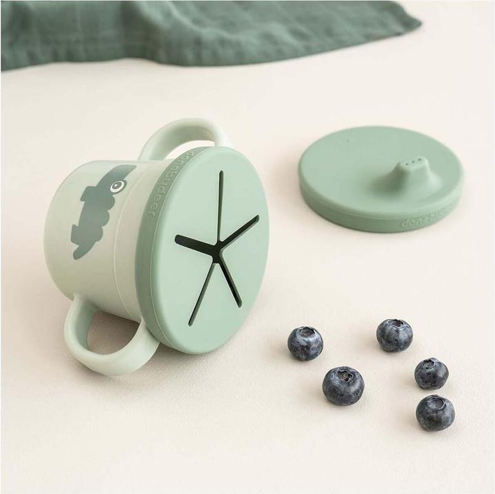 Actual product image Done by Deer Snack & drinking cup set Croco green