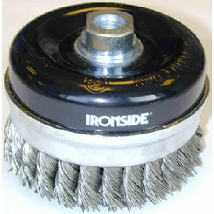 Produktbild Ironside Topfbürste Stahl Ø 80 mm, für Winkelschleifer, gezopfter Draht, mit Gewindeanschluss M14, Drahtst... (0,5mm)