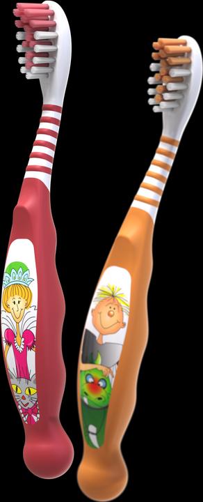 Actual product image Thienel Dental Children's toothbrush 3-7 years Knight & Tooth Fairy assorted (100 pieces) (Soft, 100 x)