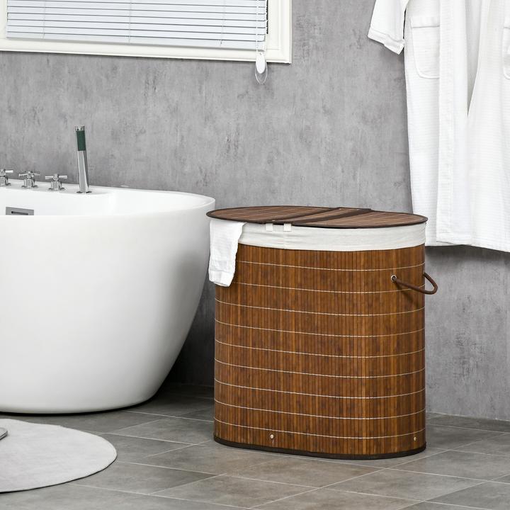Actual product image Homcom Laundry basket with wing lid and 2 compartments (50 l)