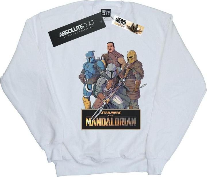 Actual product image Star Wars Mens The Mandalorian Character Collage Sweatshirt (S)