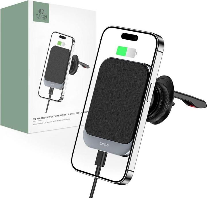Immagine prodotto Tech-Protect Mm15w-V2 Caricatore Magnetico Magsafe Per Auto Con Supporto Wireless 15w Nero