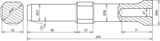 Actual product image Dehn 625005 Hammer insert St L=200mm f. earth rod