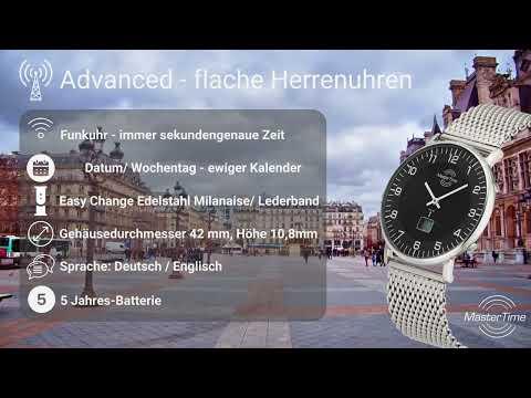 Actual product image Conrad Components Master Time Radio Advanced Men Watch Slim (Analogue wristwatch, Digital watch, Radio-controlled clock, 42 mm)