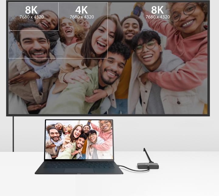 Productafbeelding j5Create JCA465-N Adapter voor 8K beeldscherm met USB-C® en dubbele HDMI™. (USB Type-C, 20 cm)