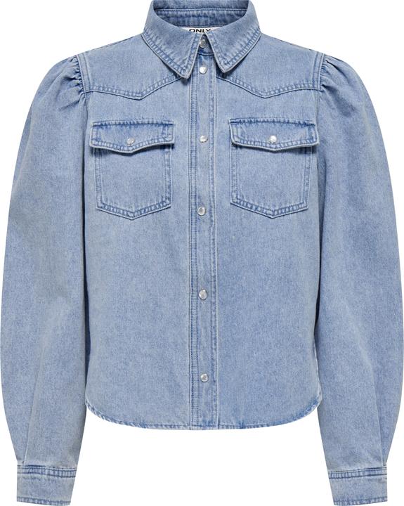 Actual product image Only Loose fit shirt collar puff sleeves shirt denim shirt (XS)