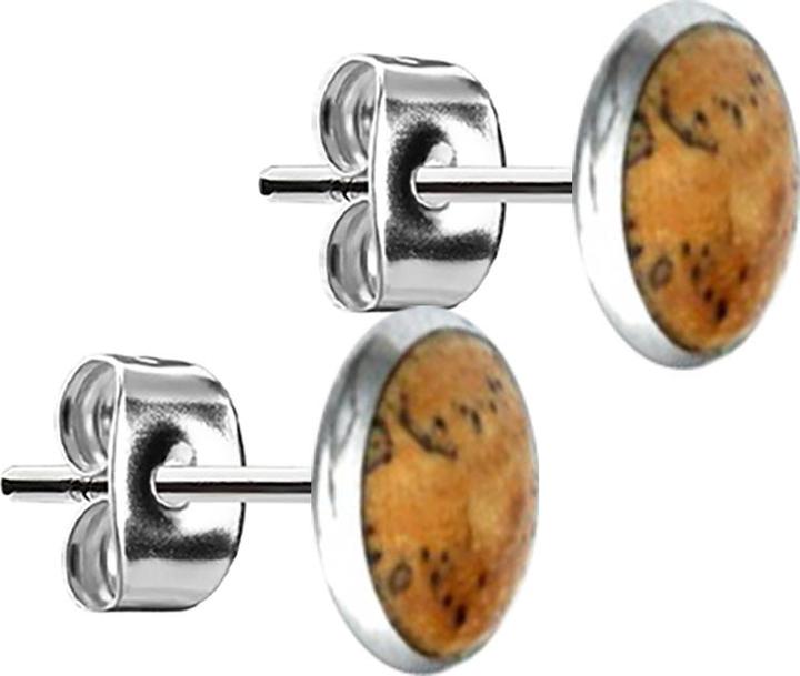 Actual product image Star Piercing Stud earrings silver plate tamarind wood (Organic, without brass, Surgical steel 316L)