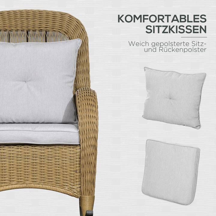 Immagine prodotto Outsunny Sedia a dondolo in rattan con cuscino di seduta