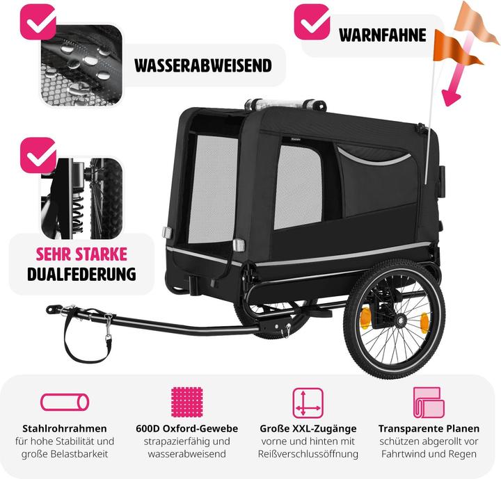 Produktbild tectake Hundeanhänger WoofRider multifunktional, faltbar, bis 40kg