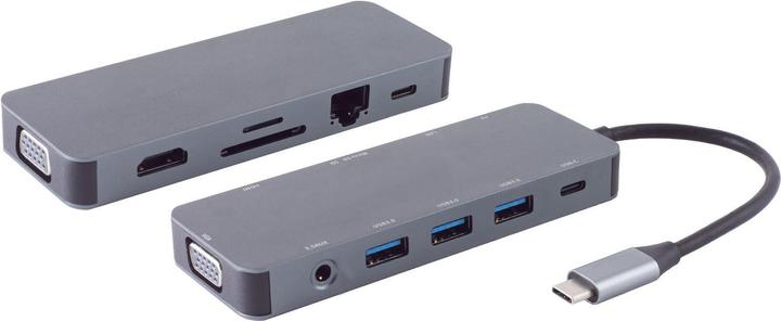 Shiverpeaks ®-BASIC-S--USB-DOCK--USB-C station d'accueil multiport, 11in1, HDMI, VGA, PD, Hub, SD, LAN, AUX (USB-C, 1 Ports)