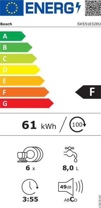 Energy Label Bosch Hausgeräte Sks51e32eu