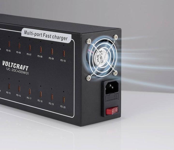 Immagine prodotto Voltcraft UC-20C400W01 USB Ladegerät 400 W 20x USB-C® USB PD Innenbereich USB Po (400 W)