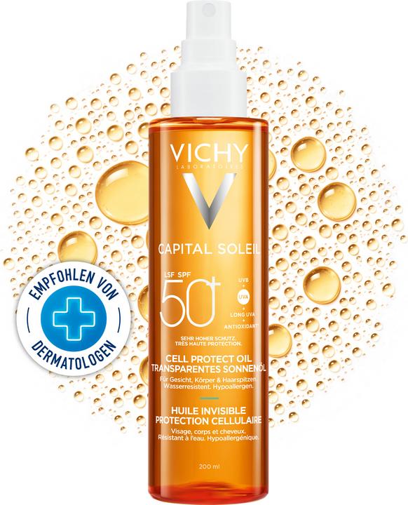 Actual product image Vichy Capital Soleil Invisible Sun Oil with cell protection SPF50 - 200 ml (Suntan oil, SPF 50+, 200 ml)