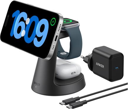Productafbeelding Anker MagGo 3-in-1 Charging Station wireless black (15 W)