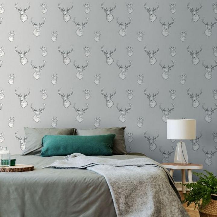 Actual product image Muriva Catherine Lansfield Stag Head Wallpaper