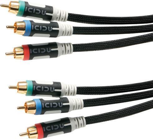 Actual product image Icidu V-707472 Component (YPbPr) Video Cable 3 m 3 x RCA Black (3 m, Cinch)