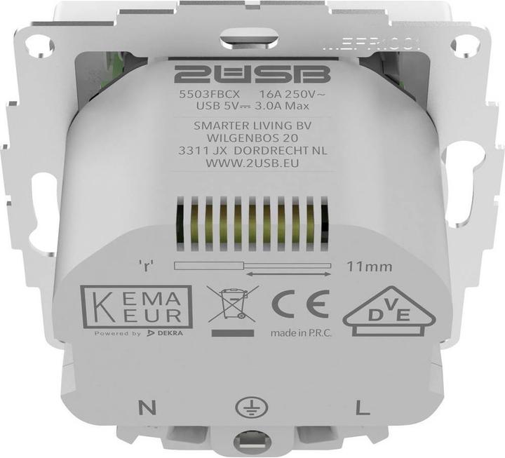 Actual product image 2USB 2U-449535 Socket outlet with earthing contact and USB charging output, increased contact