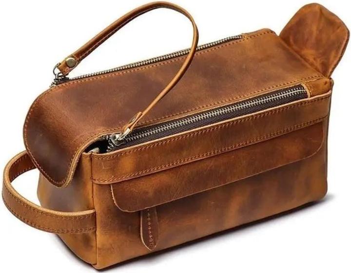 Immagine prodotto Only-Bags.Store Borsa per il bucato in pelle fatta a mano, borsa per cosmetici in pelle