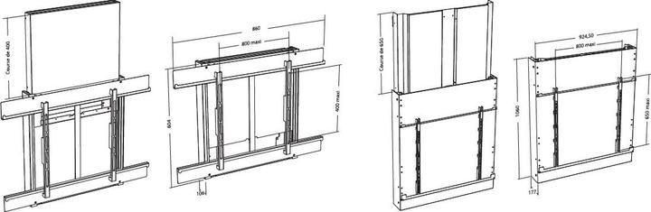 Produktbild Erard Wandhalterung XL höhenverstellbar, Hub 650mm (Wand, 110", 150 kg)