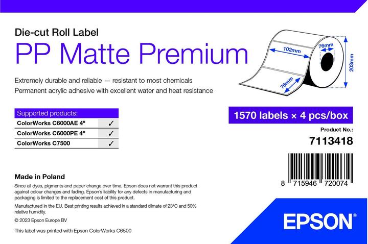 Actual product image Epson Pp Matte Label Prem Die-Cut