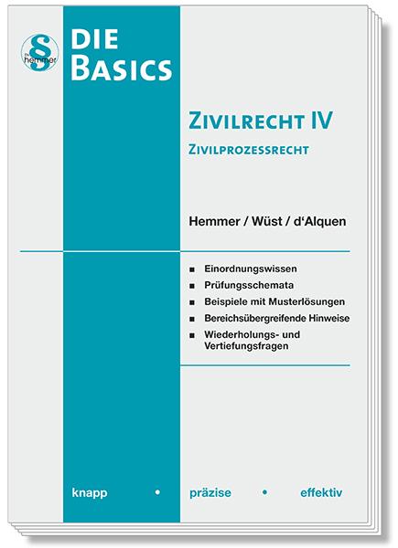 Actual product image Basics - Zivilrecht IV Zivilprozessrecht (ZPO) (German, Clemens D'Alquen, Achim Wüst, Karl-Edmund Hemmer, 2024)